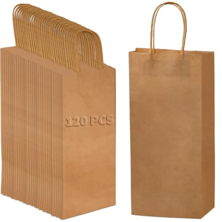 

120 шт. бумажные винныеags rown Gift Wine Sopping Tote Wrapags wit andles for Small usin Gift Wrap 13 x 5,3 x 3,3 Inc