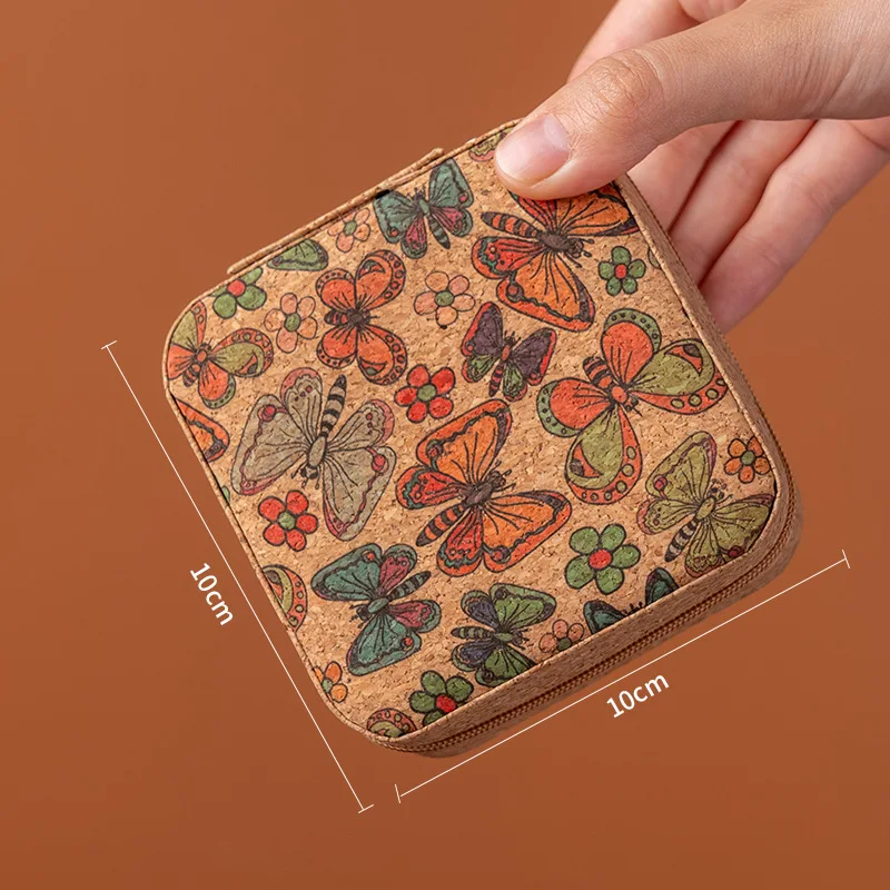 1pc Vintage Leather Jewerly Storage Box Mini Protable Single Layer Jewerly Box with Zipper Closure Ring Organizer Necklace Earin
