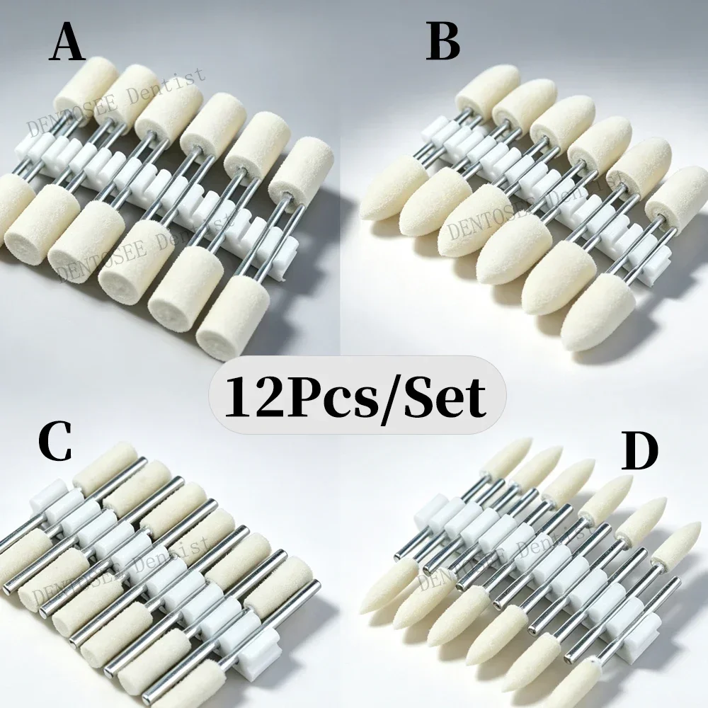 2.35Mm Shank 12Pcs/set  Wool Felt Polishing Bobs Mounted Point for Mould Mirror Polishing Dremel Rotary Tool
