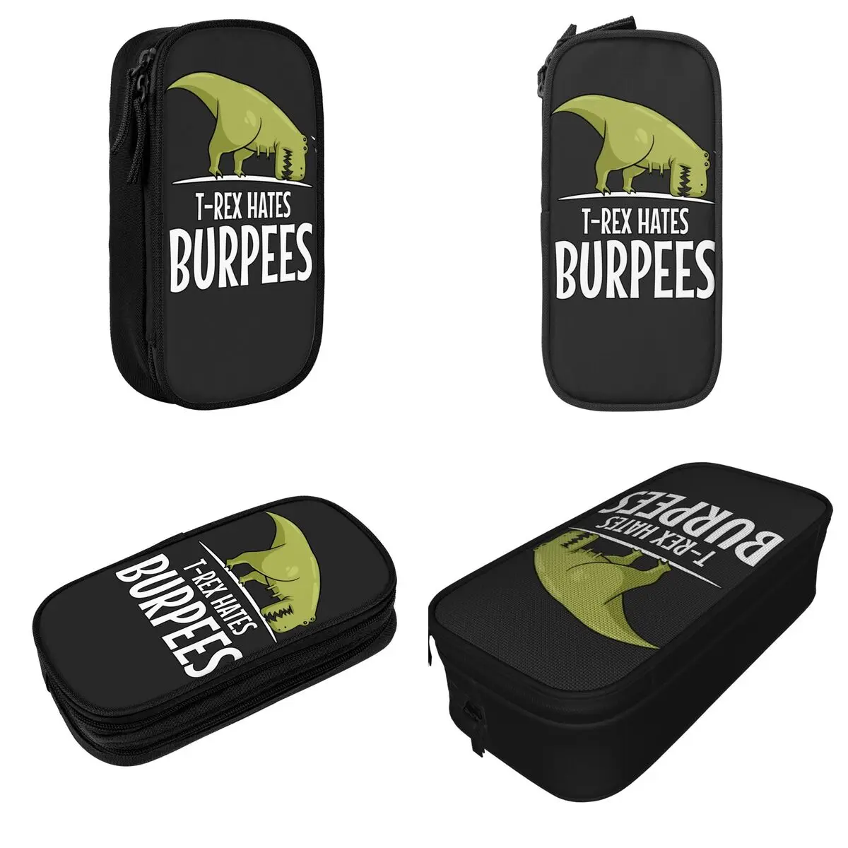 Dinosaur T Rex Hates Burpees Pencil Cases Pen Bag Kids Large Storage School Supplies Gift Pencilcases