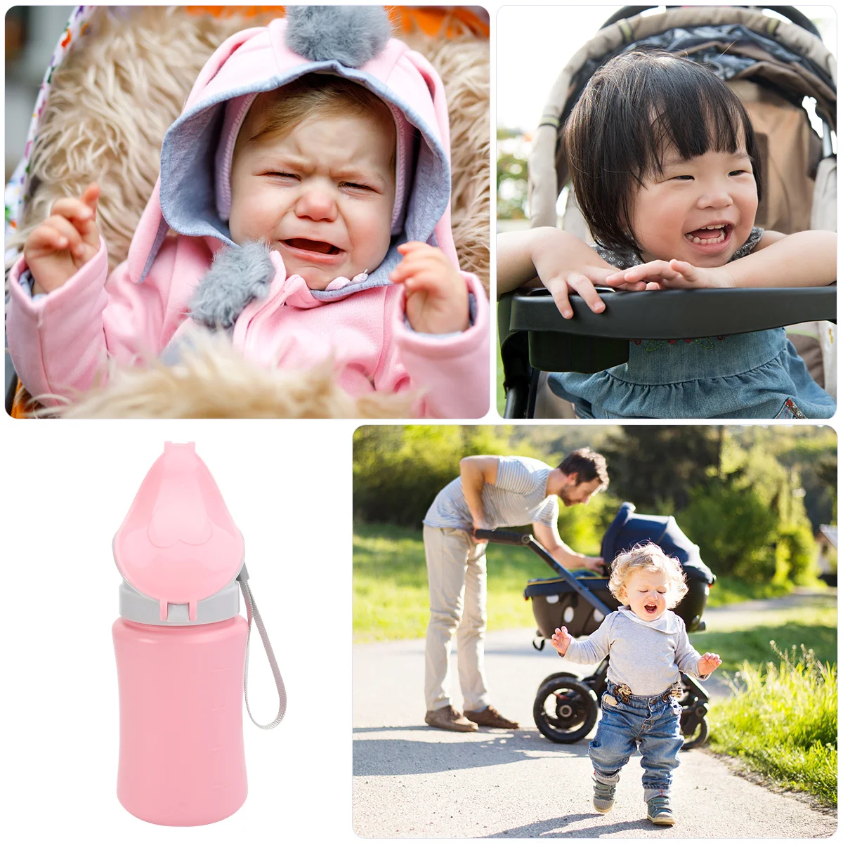

Car Potty for Children Easy Carry Urinal Bottle Leakproof Seamless Design Perfect for Night and Travel Use Lovely Pink Shape