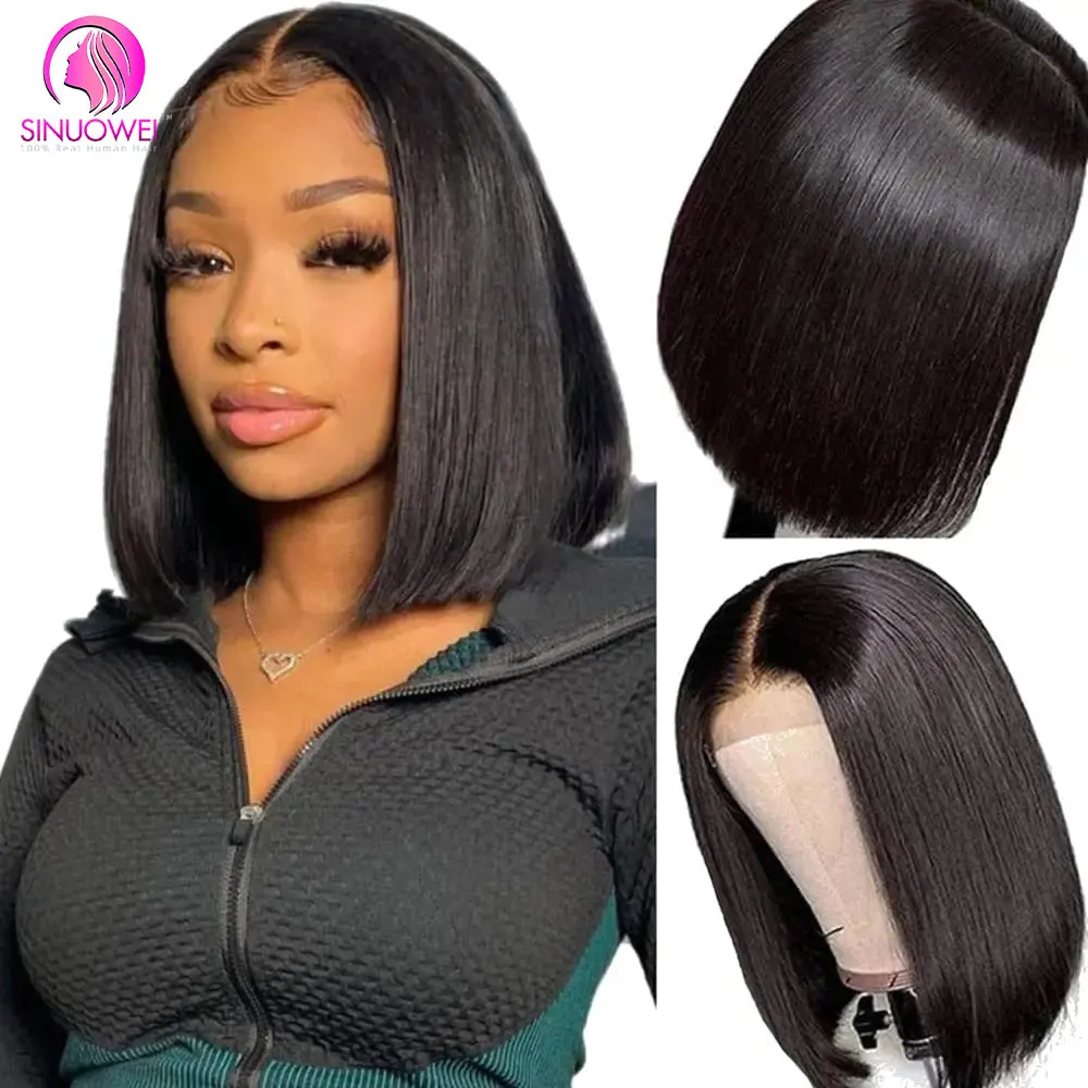 

Transparent Short Straight Bob Wig Human Hair 13x4 Full Lace Front Wig Transparent Full Lace Front Human Brazilian Wig 180%