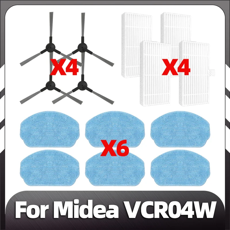 

A78E-для Midea VCR04W, детали робота-пылесоса, боковая щетка, ткань для швабры, HEPA-фильтр, запасные части, аксессуары