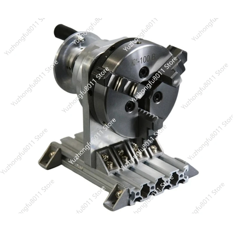 

3 Claws 80mm 100mm Chuck Manual Rotation Axis Center Height 106MM Full Aluminum Hand Crank Rotating Chuck DIY Woodworking Tools