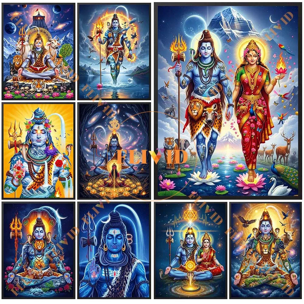 

Hinduism Lord Shiva Parvati Religion Poster Wall Pictures For Church Home Decor Posters Wall Art Canvas Painting Unframed