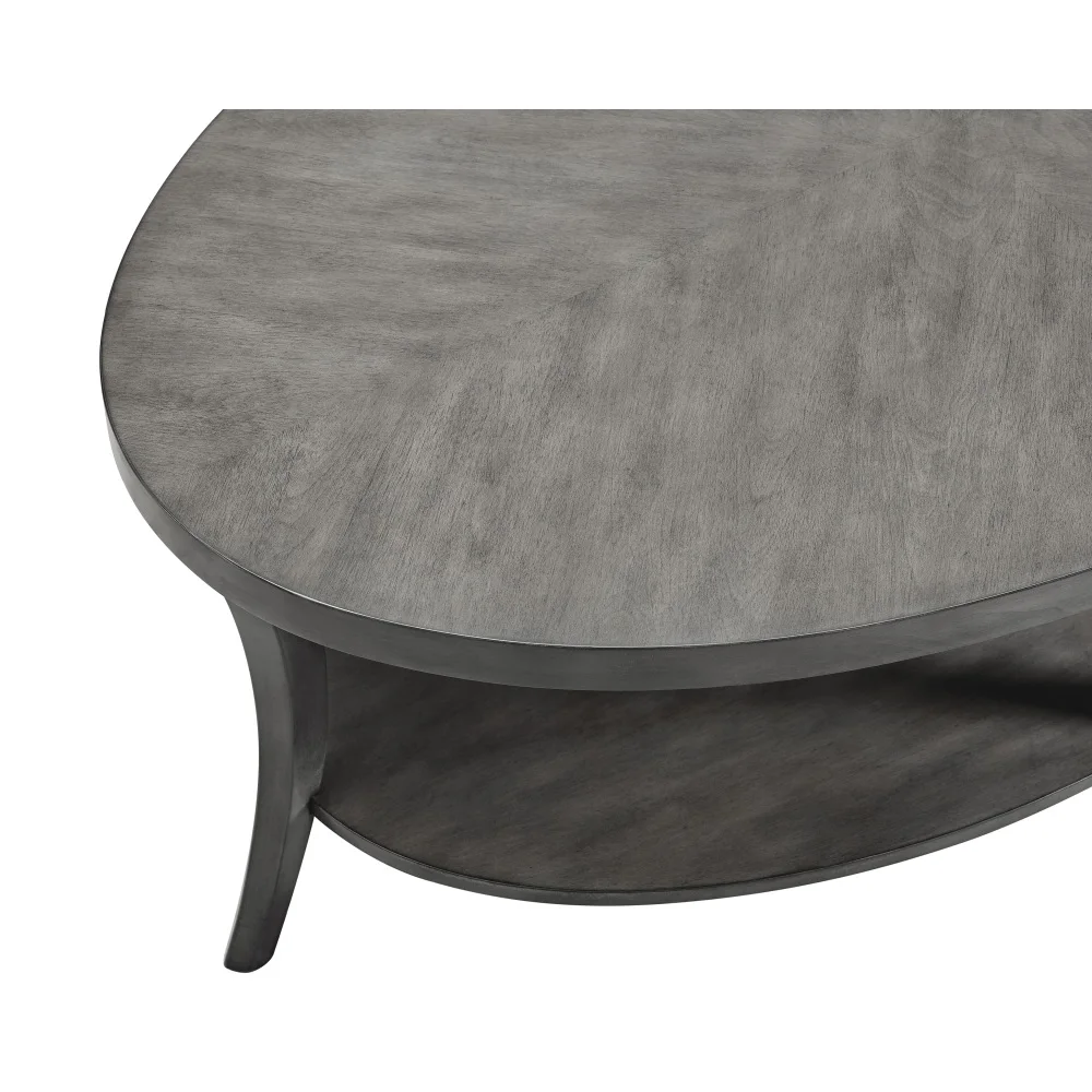 Perth Table basse contemporaine à étagère ovale Gris