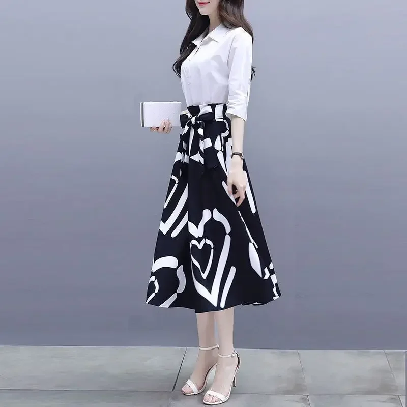 Abito femminile Stile coreano Abiti a maniche lunghe da donna estivi di alta qualità Nuovo in una linea Elegante festa allentata 2025 Moda G Y2k X