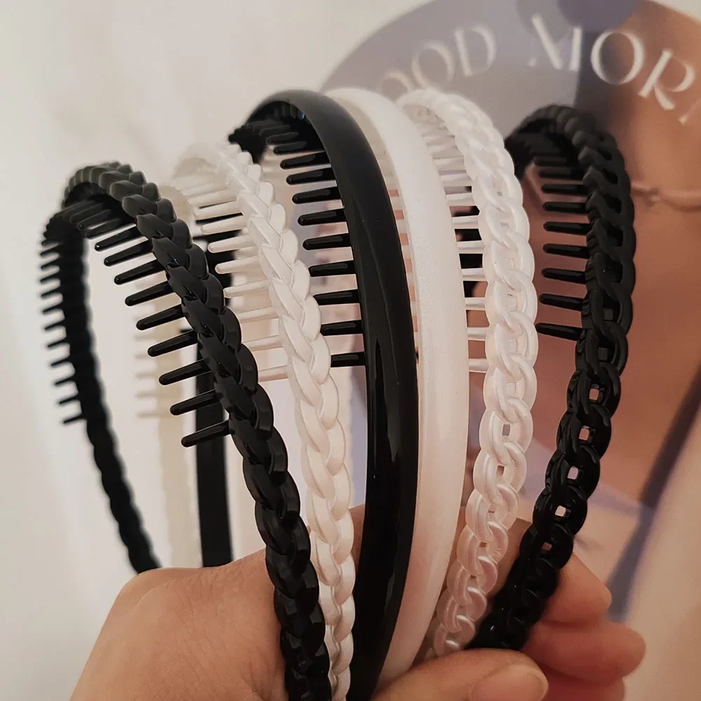 2pc European and American Black White Tooth Hairbands Headbands for Women Girls Men Sport Washface  Korean Hair Accessories Tool