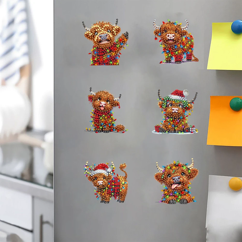 

6pcs DIY DIY Art Fridge Magnet Refrigerator Sticker Magnetic Diamond Art Decor Refrigerator Mailbox Home Decoration DIY Crafts