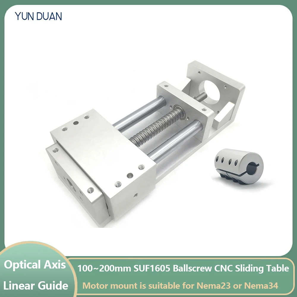 100MM 200MM Stroke CNC Linear module Sliding Table XYZ Axis Cross Slide Linear Stage SFU1605 Ball screw C7