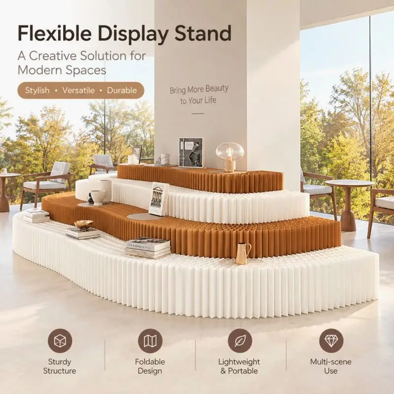 Foldable Long Display Stand Large Aperture Space Saving Commercial Office Shelving Rack for Trade Show Exhibit Shelves