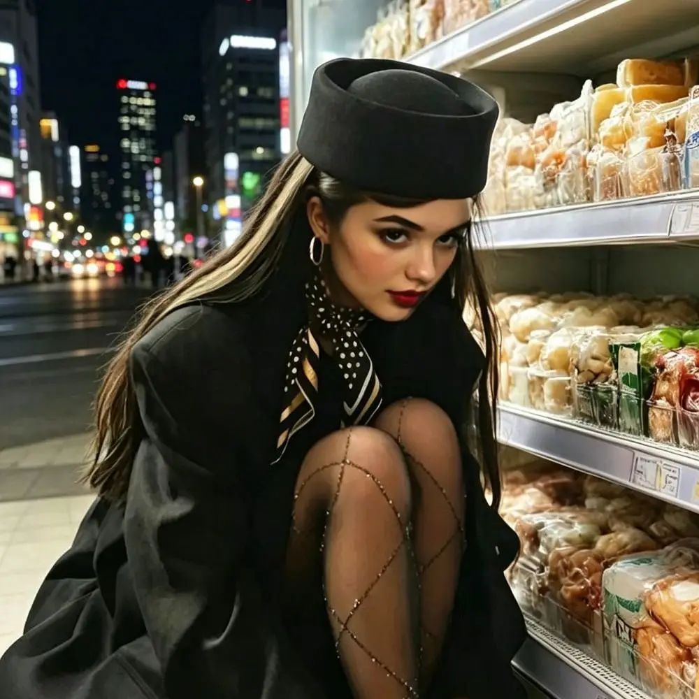 Fashion French Style Pillbox Hat Elegant Fedoras Beret Hat Solid Color Teardrop Medicine Box Hat Women