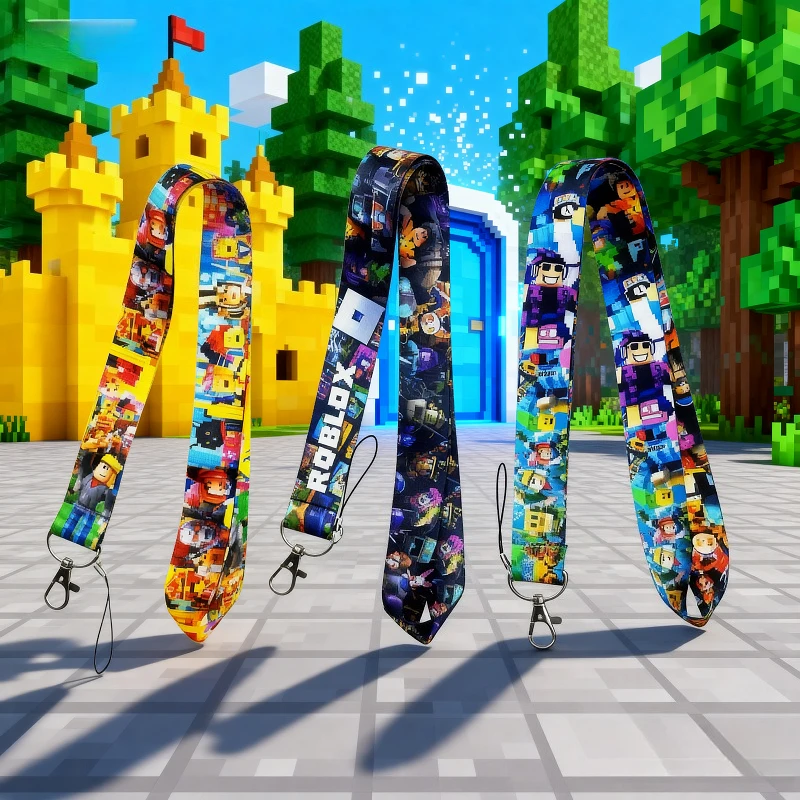 حبل لعبة ROBLOX الكرتوني مع بطاقة صدر طويلة وحزام للهاتف المحمول وحبل كاميرا لمستلزمات أعياد الميلاد للاعبين #1