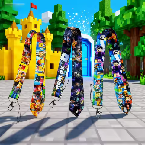 Cartoon ROBLOX Game Lanyard with Long Chest Card and Mobile Phone Strap Camera Rope for Gamers Birthday Supplies