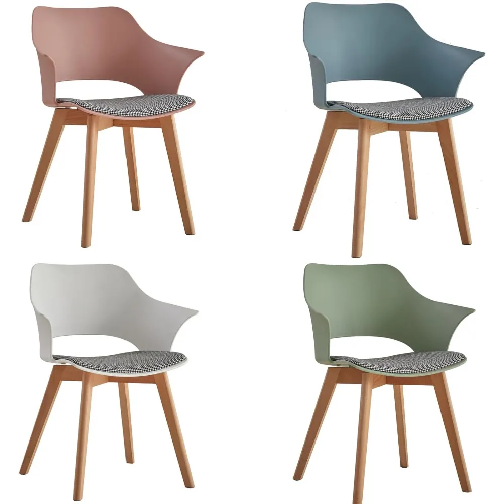 Silla de Comedor Blanca y Verde - Juego con Respaldo Ergonómico y Asiento de Tela