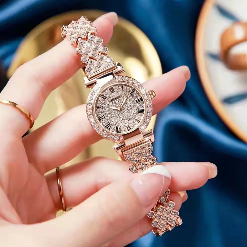 NewGenuineQuartz Stainless Steel Women'S Watch Sparkly WristwatchFashionable Quartz Watch For Female Students High-End Selection