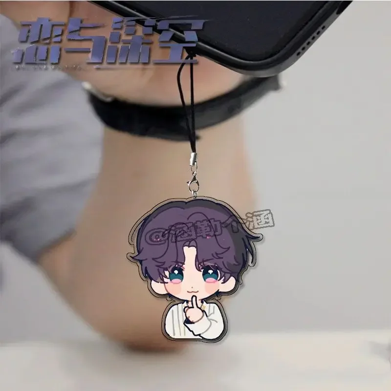 Anime jogo amor e espaço profundo kawaii cosplay telefone cordão zayne ralayo xavier mini corda lariat acrílico pingente decoração adereços presente