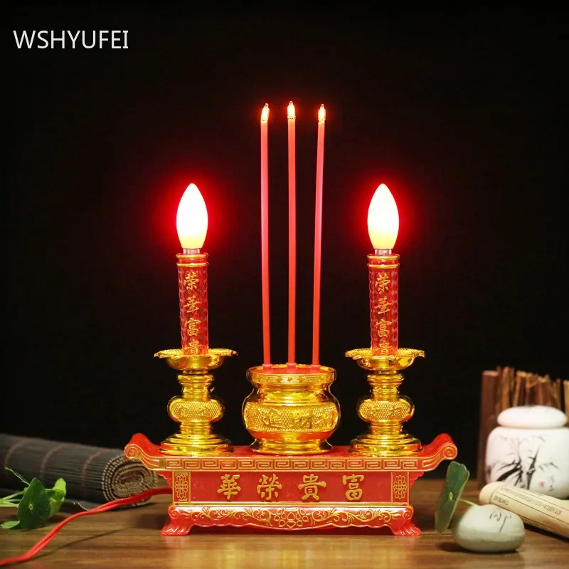 Used for Buddhist Red Candle Holder Home Decoration Vintage Candlestick Decor Buddhist Hall Enshrined