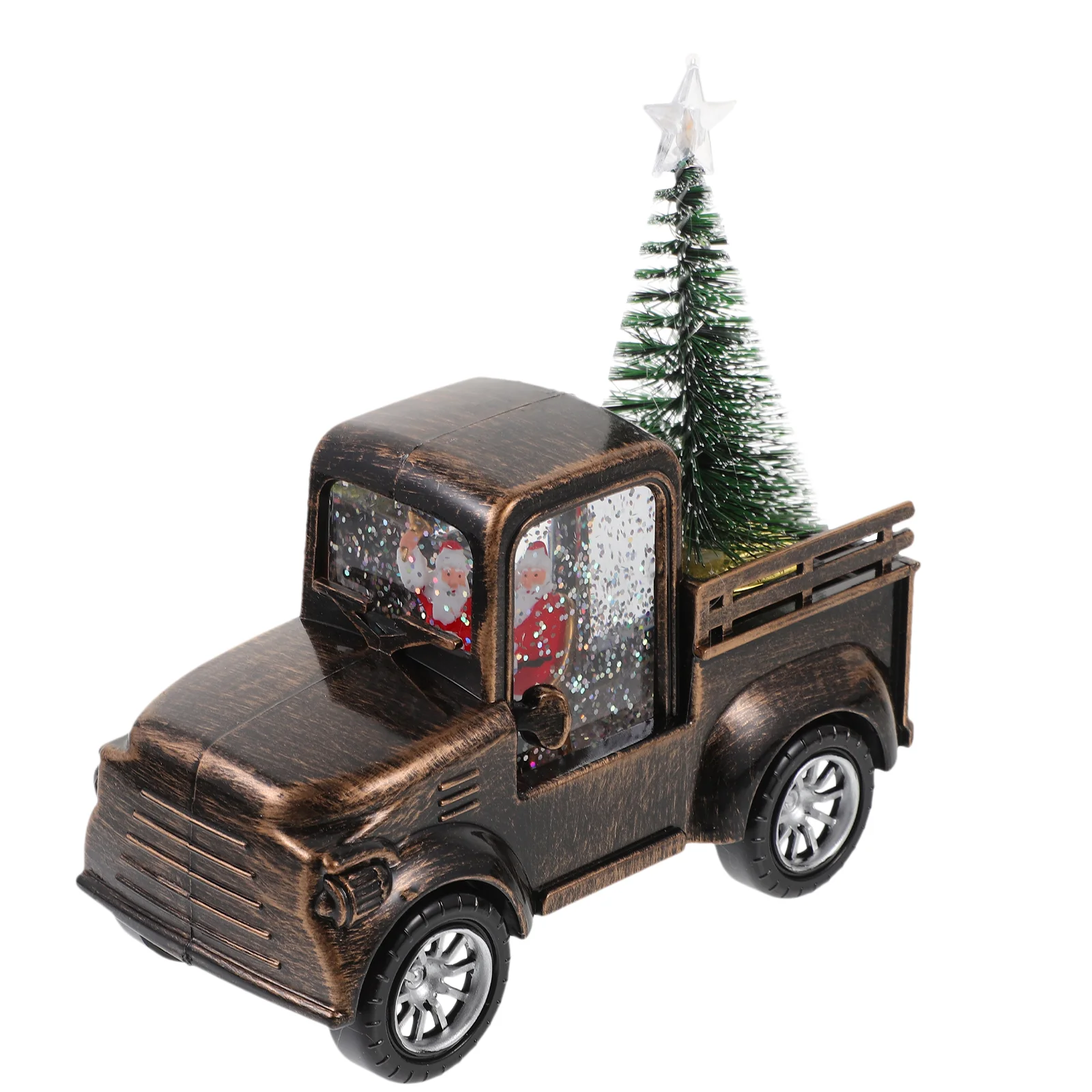 

Tractor Ornament Mini Santa Claus Christmas Snow Lantern Tabletop Decorations Operated Light Sto Scene Prop Truck