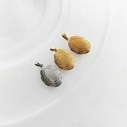 Wholesale 20pc/lot DIY New Oval Ruyi Stainless Steel Color Charms Locket Pendant Jewelry Making Family Memories Festival Gift