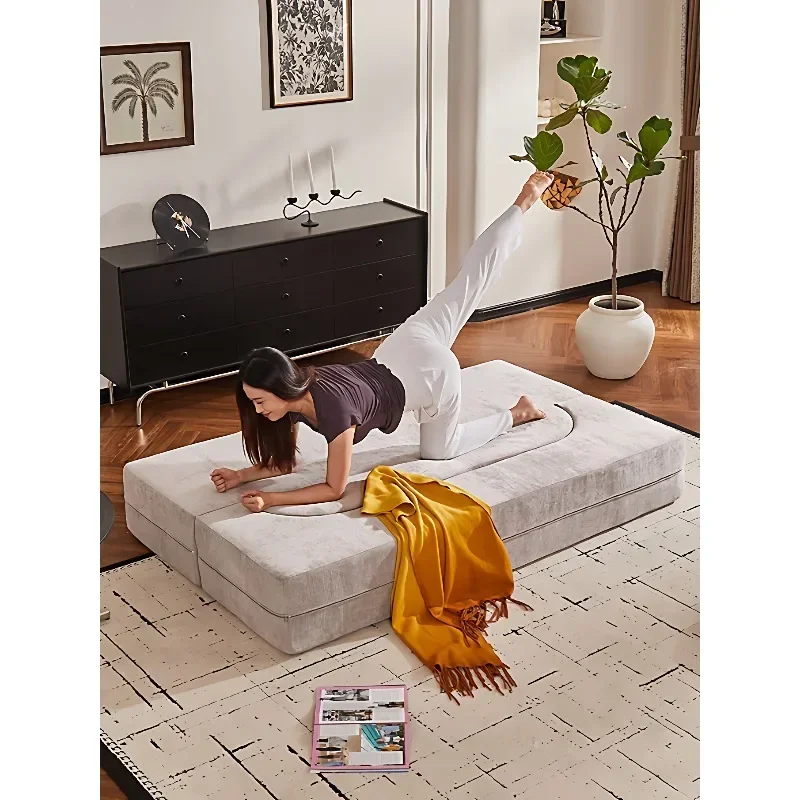 small apartment living room double three people straight row disassembly and washing folding dual-purpose sofa bed