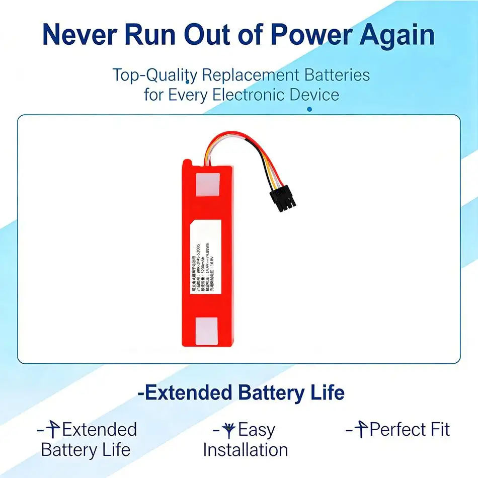 

5200Mah Robotic Vacuum Cleaner Battery For Xiaomi Roborock 1S 1ST S50 S51 S55 T60 Brr-2P4S-5200D Premium Replacement