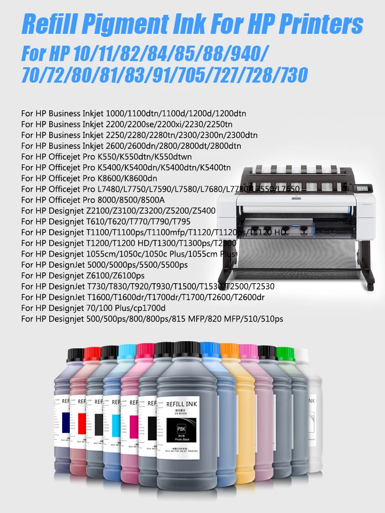 Tinta de sublimación 1000ML para HP 70 /72 para impresora HP Designjet Z3100 Z5400 Z2100 Z5200