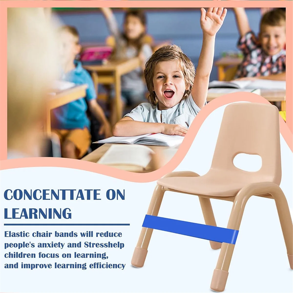 Tali kursi 10 Pak untuk anak-anak, dengan kaki gelisah, tali karet untuk kaki kursi untuk anak-anak, 11.8x2 inci