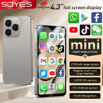 SOYES XS18 프로 맥스 미니 스마트폰, 안드로이드 10.0, 글로벌 4G, 4.3 인치, 듀얼 SIM, 2750mAh 배터리, 얼굴 인식 GPS OTG, 16GB 소형 