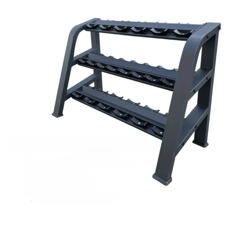 Commercial 3-Layer Foldable Cast Iron 10 Pairs Dumbbell Rack Eco-Friendly Stable Durable Structure for Daily Use