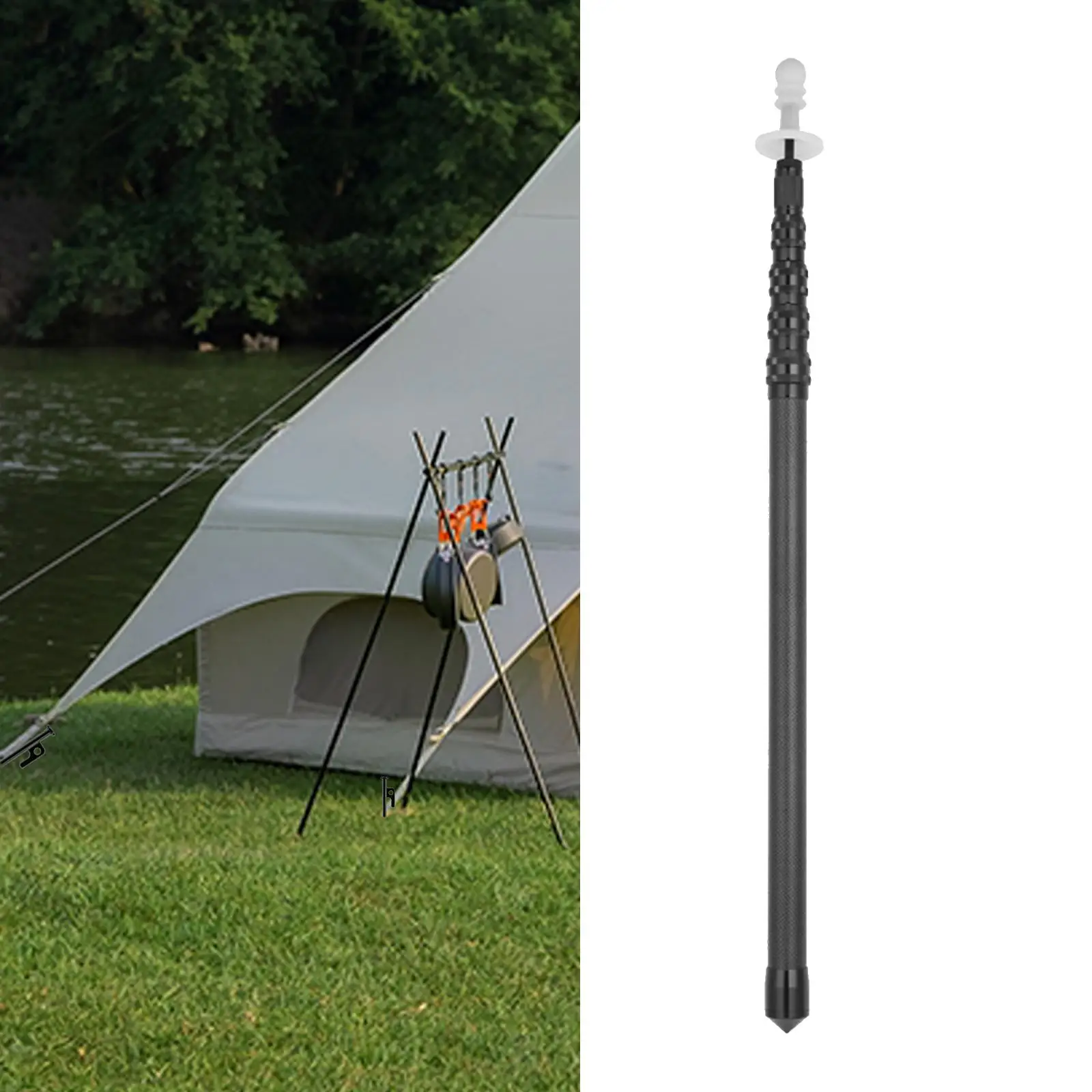 

Tarp Pole Adjustable Telescopic Carbon Fiber 65cm-270cm Support Pole Tent Rod for Garden Shelter Porch Outdoor Tarpaulin