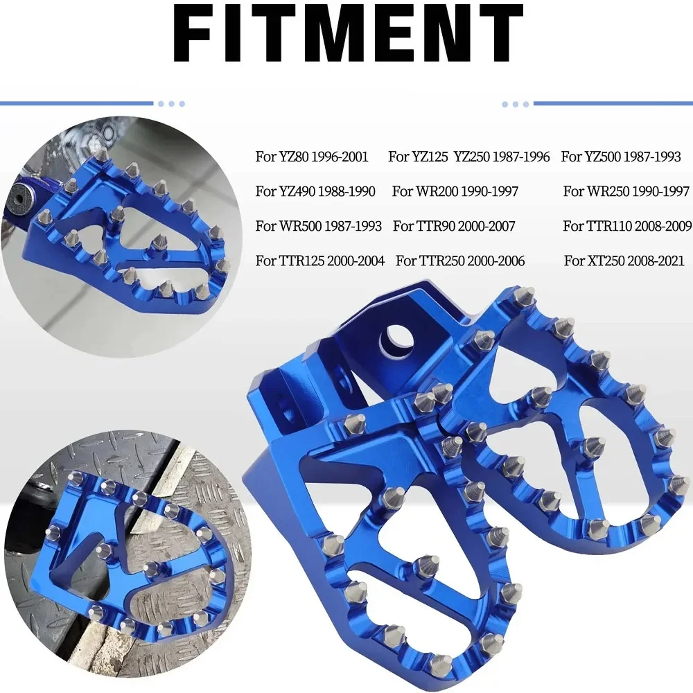Motorcycle Foot Pegs Dirt Bike Footpeg Footrest Pedal For Yamaha YZ80/YZ125/250/490/500, WR200/250/500, TTR90/110/125/250, XT250