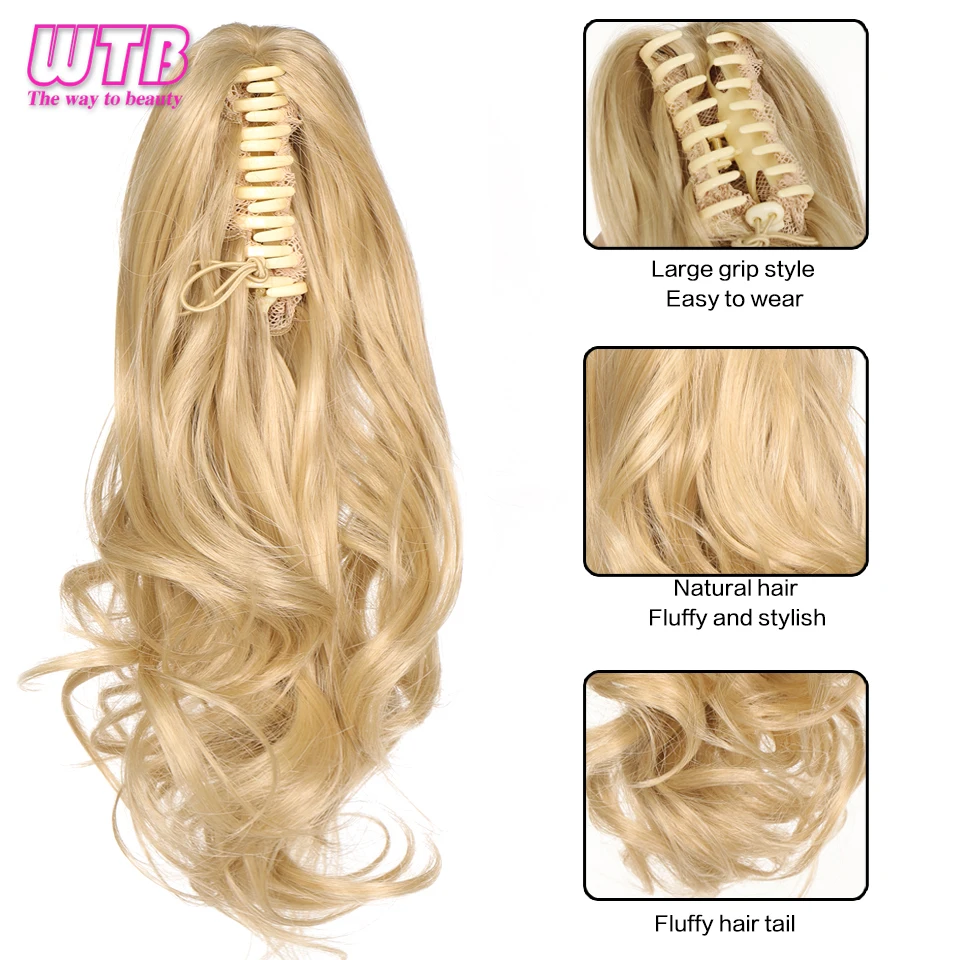 Wavy Ponytail Extension 14 inch Claw Clip On Ponytail Hair Extensions Heat Resistant Pony Tail Hairpiece For Women Daily Party U