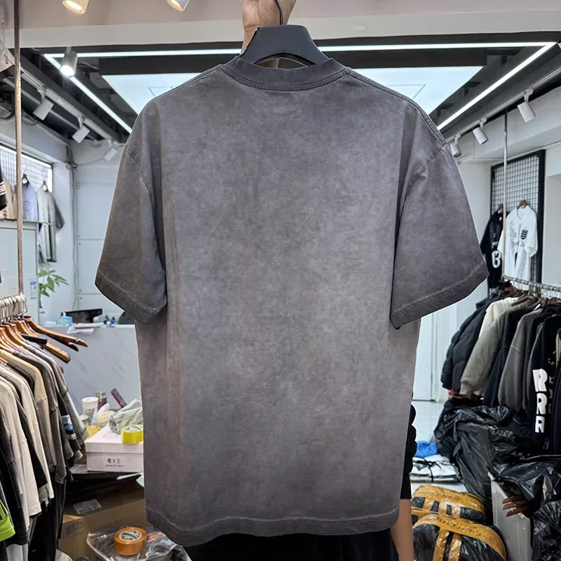 Washed to make old letters slogans T Shirt Men Women Oversized T-shirt Top Tees