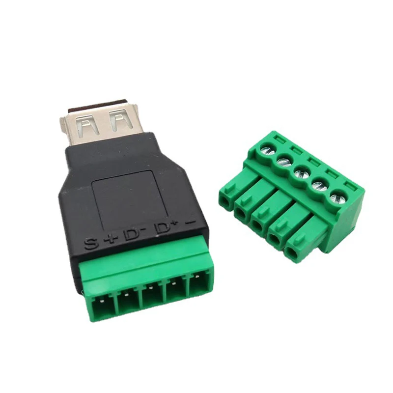 USB 2.0 Type A Male/Female to 5 Pin Screw Connector USB Jack with Shield USB2.0 to Screw Terminal Plug J17