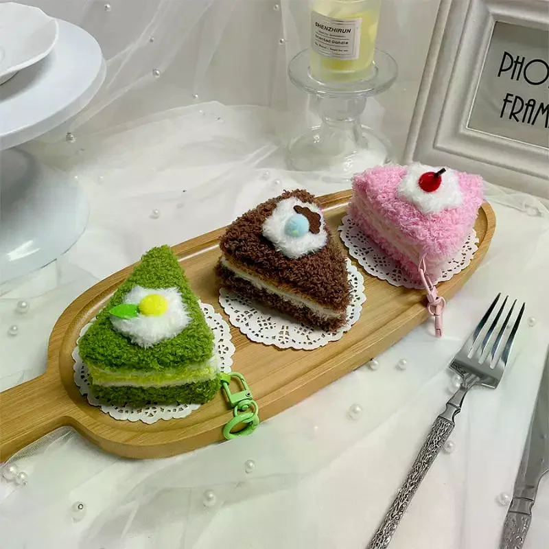 Cute Triangle Thousand Layer Cake Food Plush Keychain Creative Cartoon Doll Pendant Kawaii Backpack Ornament Decoration Gifts
