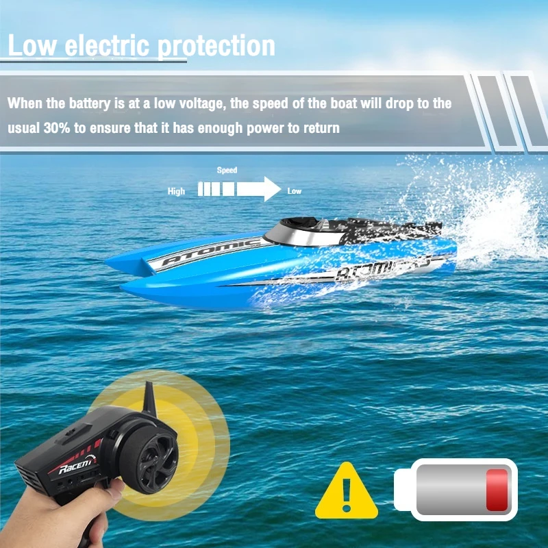 High-Speed RC Boat 2.4G Wireless Control 30km/H Remote Control Toy Model Fast Racing Gift for Children And Boys