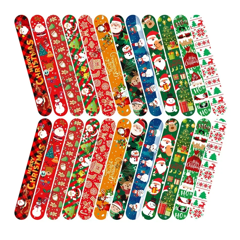 Christmas Slap Bracelets Santa Claus Elk Snowman Xmas Tree Slap Bracelets Noel Natal Merry Christmas Decor 2024 Gifts for Kids