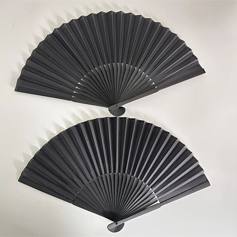 10pcs Vintage Black Chinese Style Folding Fans Kung Fu Fan Wedding Party Solid Color Pocket Hand Craft Dance Fan Home Decorative