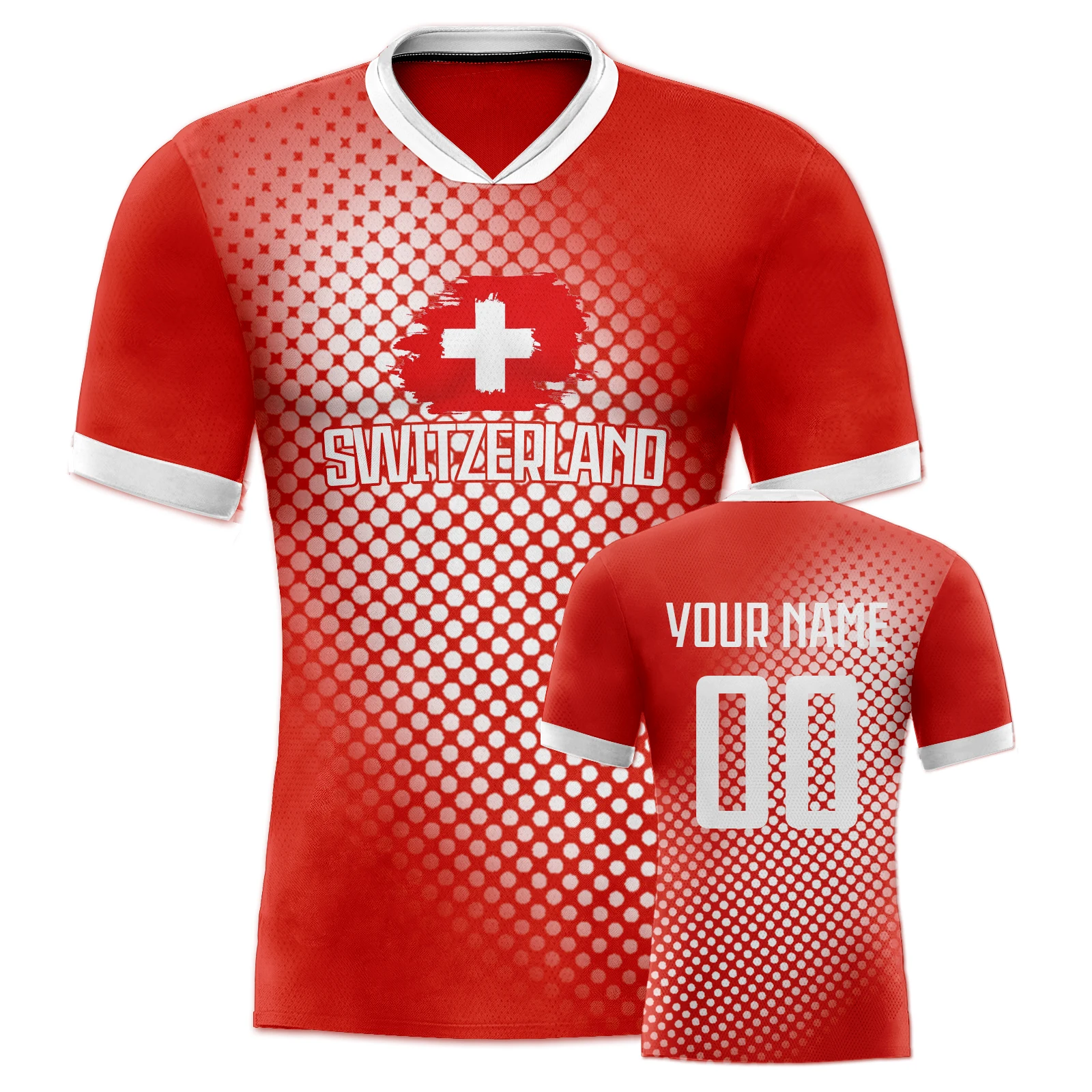 

Custom Switzerland Soccer Jersey Personalized Name Number Soccer Team Training Uniform Football Shirt for Youth Adults Fans