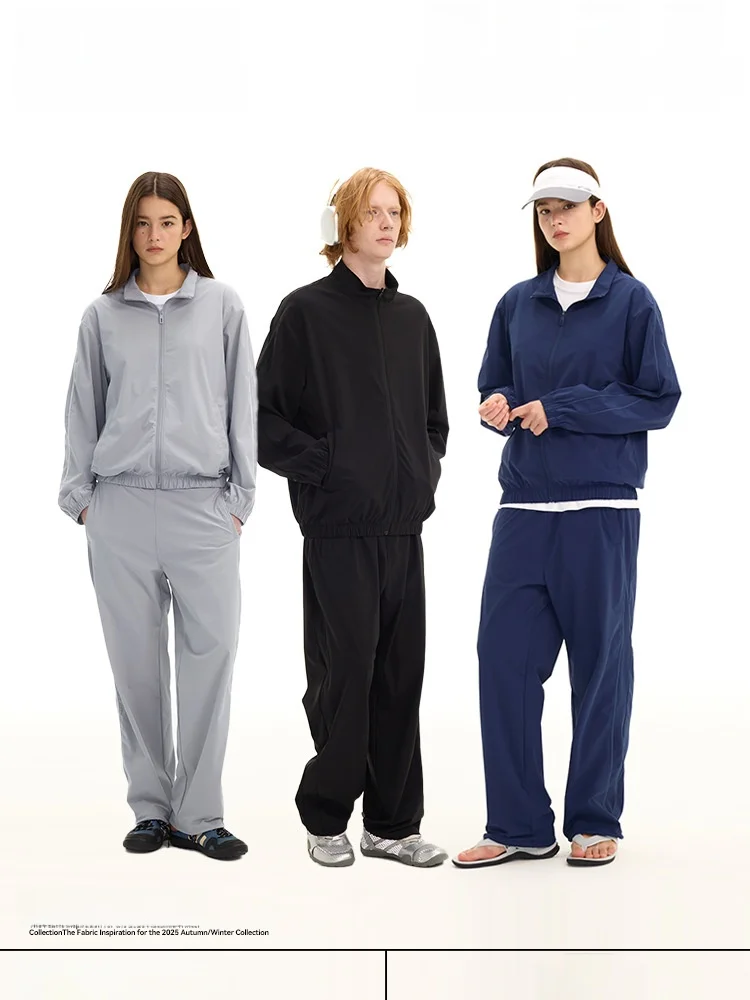 

Легкий, эластичный, Qui Dry, повседневная спортивная куртка, верхняя одежда, мужские и женские осенние брюки с прямыми штанинами, модный бренд