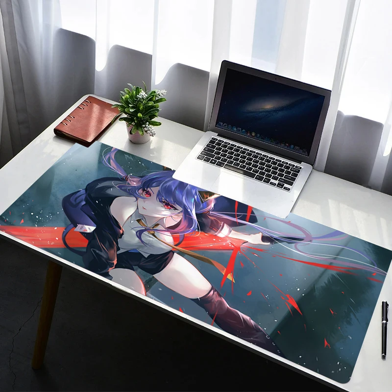 

Mouse Pad Arknights Chen Extended Gaming Mousepad With Stitched Edges Desk Mat Non-Slip Base Computer Keyboard Pad For Laptop