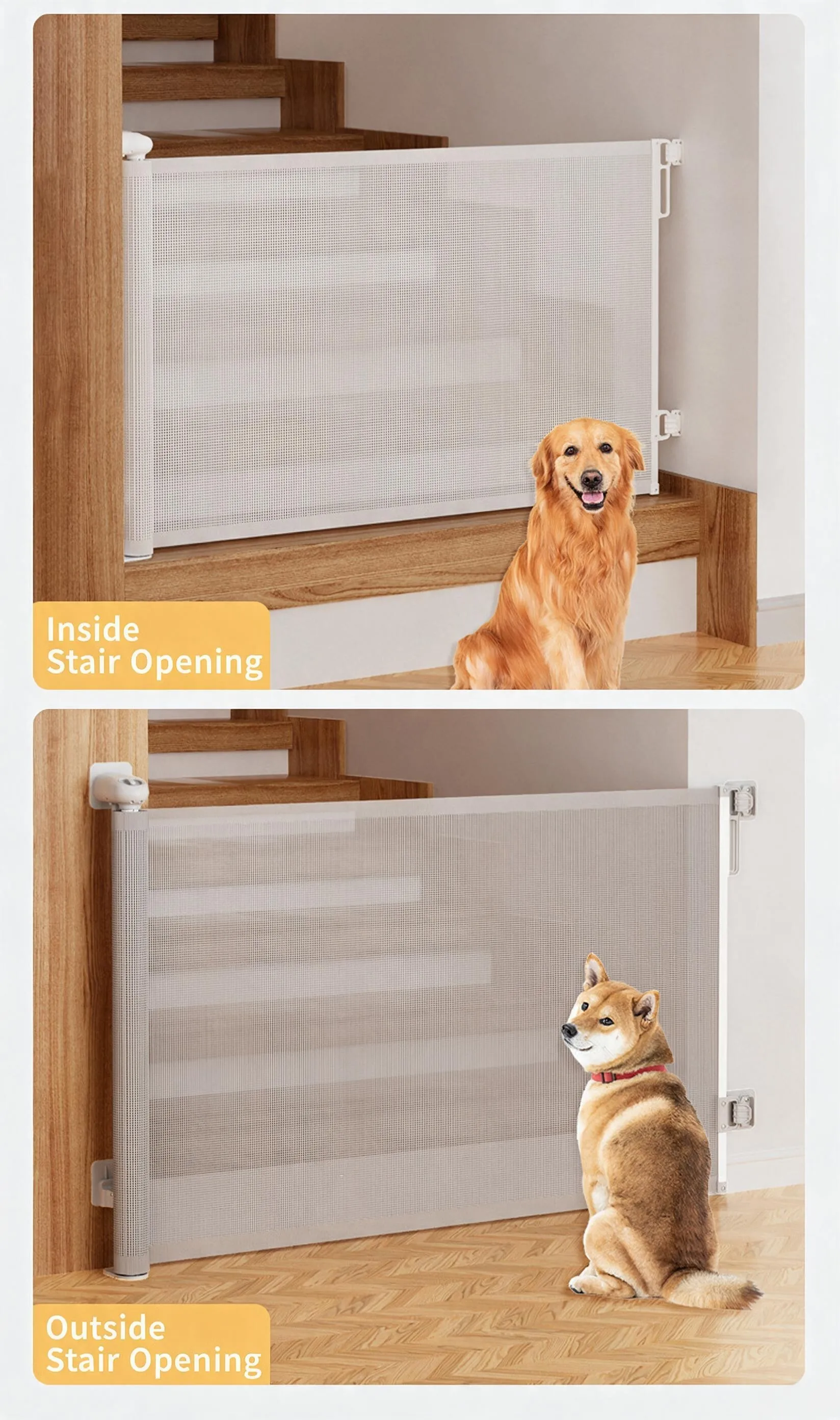 Retractable Pet Gate for Dogs Cats Indoor Dog Gate No Drill Pet Barrier for Stairs Doorway Kitchen Child Safety Gate