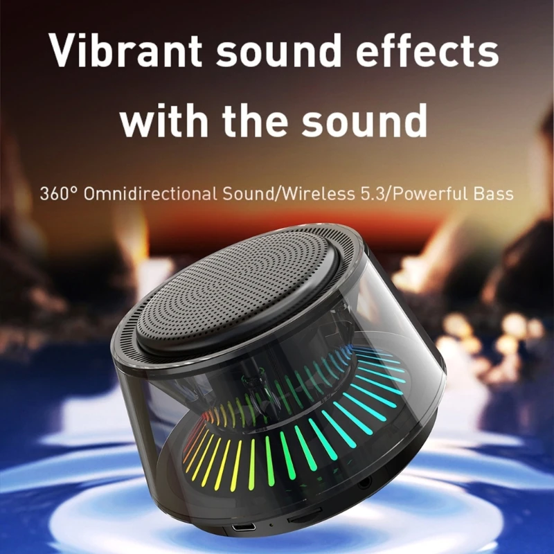 Bluetooth-compatible 5.2 Speaker with Big Sound and Colorful Light Effect, Wireless Subwoofer for Outdoor Indoor Music