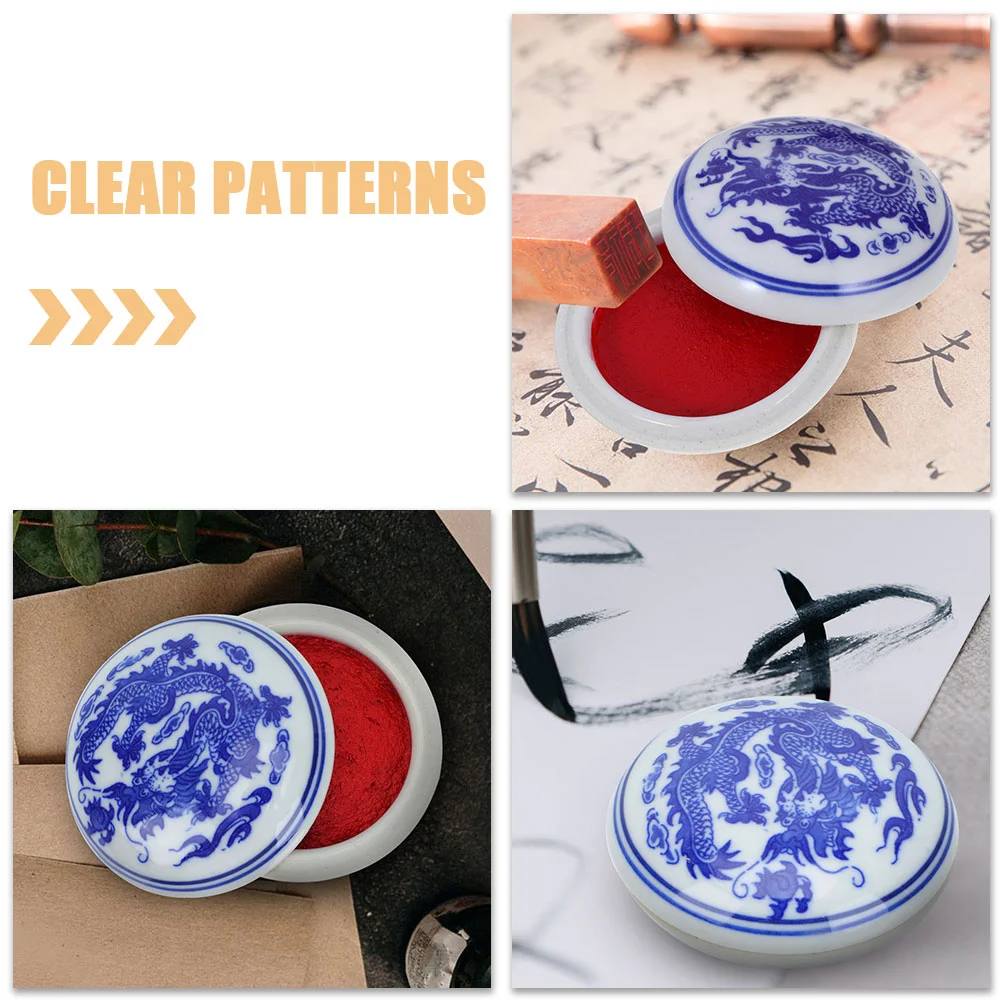 Chinese Painting Ink Pad Calligraphy Inkpad Decorative Ceramic Box Calligraphy Inkpad Portable Ink Pad Calligraphy Ink Pad Stamp