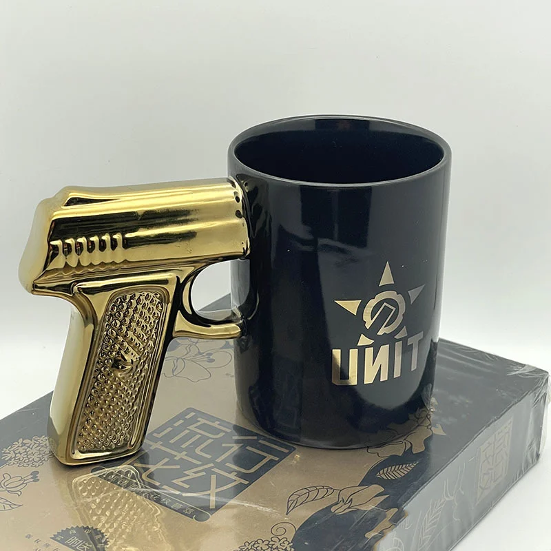 320ml Creative Mug Desert Eagle Cup Handle Coffee Mug 3D Thin Shell Embossed Handle Pistol Mugs Coffee Cups Novelty Funny Gifts - view 3