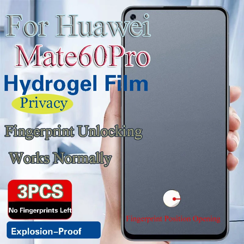 Mate60 Privacy Screen Protector For Huawei Mate60Pro+ Hydrogel Film Mate60RS Anti-Peeping Soft Fingerprint Unlocking Works