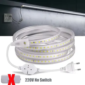 Led 스트립 조명 220V 방수 1M 2M 3M 5M 10M 20M 흰색 Led 테이프 220 볼트 빨간색 녹색 파란색 Led 조명 5050 Smd 60Leds/M 다이오드