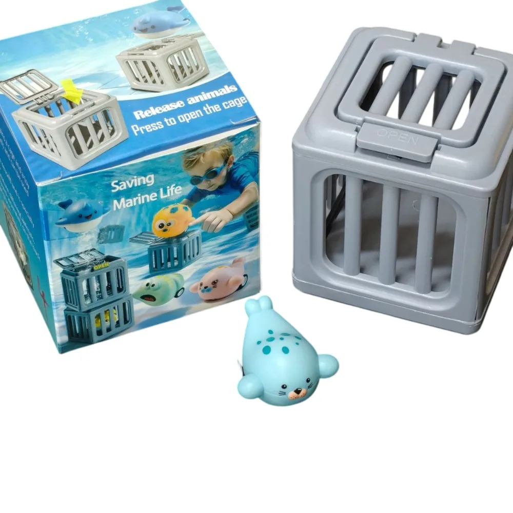 Ocean Animals Children's Pool Diving Toys Cute Cartoon Design with Storage Cage Underwater Dive Toys