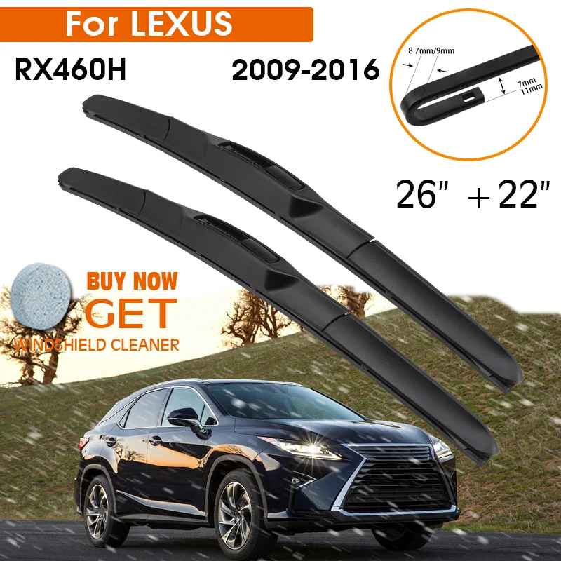 

Car Wiper Blade For LEXUS RX460H 2009-2016 Windshield Rubber Silicon Refill Front Window Wiper 26"+22" LHD RHD Auto Accessories